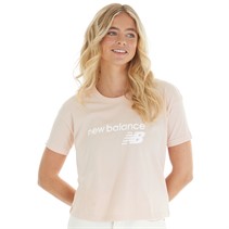 New Balance Womens Classic Core Stacked Logo T-Shirt Dusted Cloud