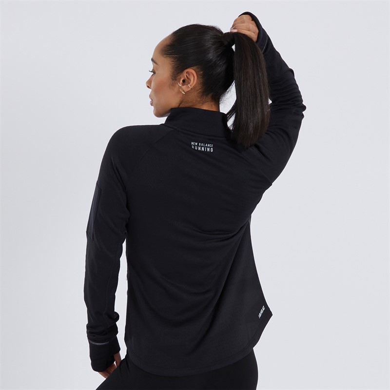 New Balance Womens Heat Grid Half Zip Running Top Black