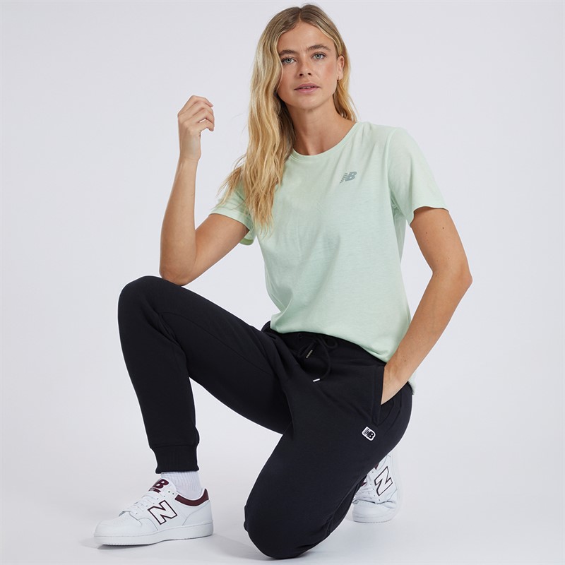 New Balance Womens Sport Essentials Heathertech T-Shirt Natural Mint