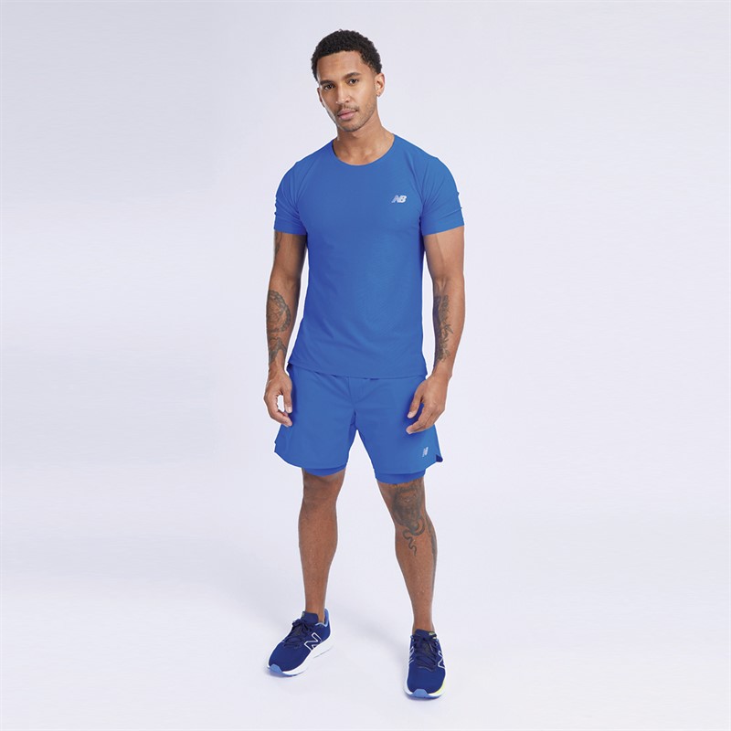 New Balance Mens Athletics Jacquard Running Top Blue Oasis