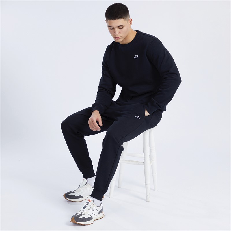 New Balance Mens Small Logo Crew Sweatshirt Black