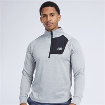 New Balance Mens Heat Grid Half Zip Running Top Athletic Grey