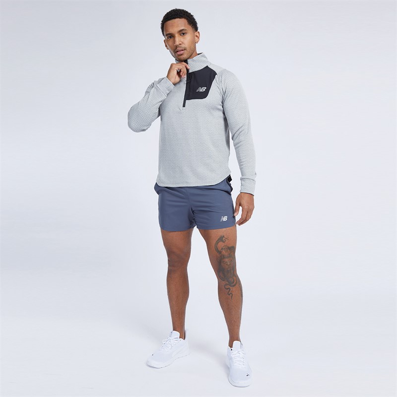 New Balance Mens Heat Grid Half Zip Running Top Athletic Grey