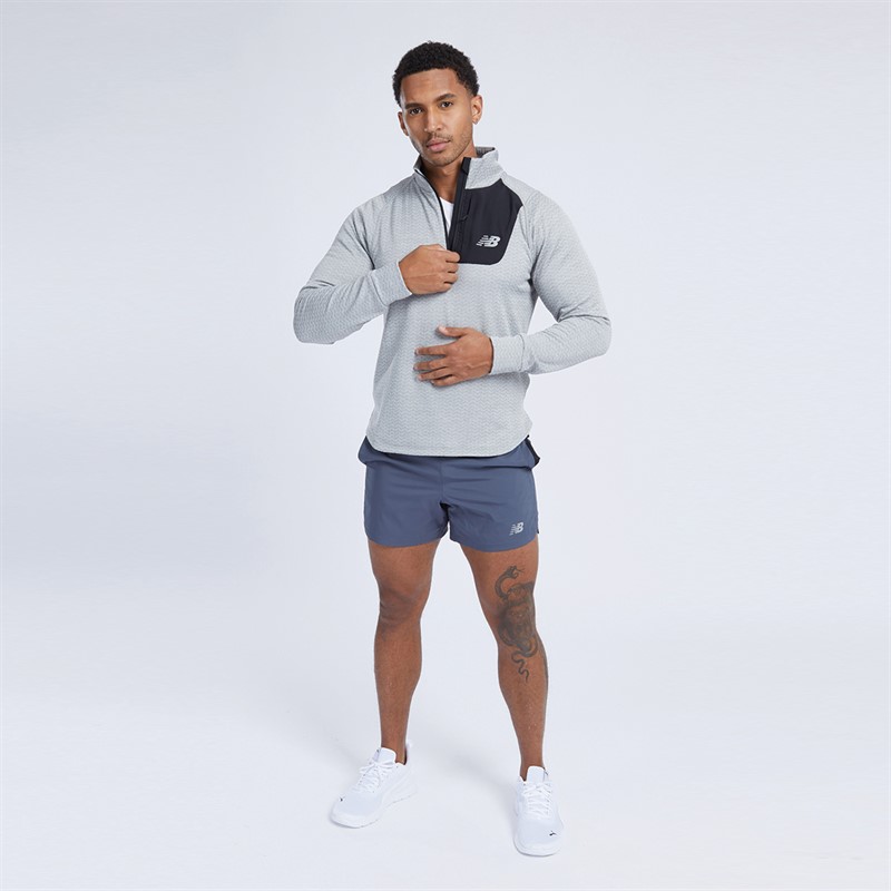 New Balance Mens Heat Grid Half Zip Running Top Athletic Grey