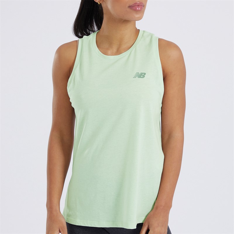 New Balance Womens Sport Essentials Heathertech Tank Natural Mint