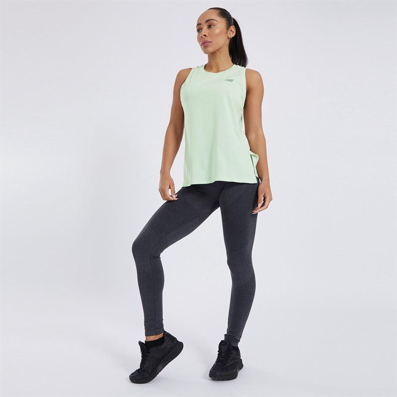 New Balance Womens Sport Essentials Heathertech Tank Natural Mint