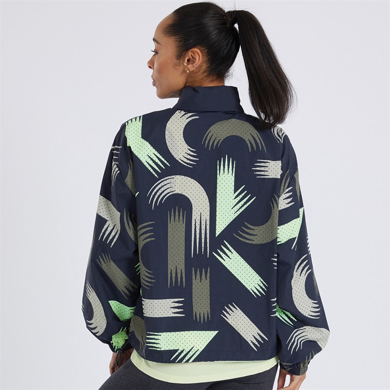 New Balance Womens London Edition Athletics Printed Woven Jacket Black Multi