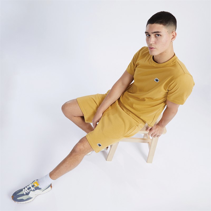 New Balance Mens NB Small Logo Shorts Golden Hour