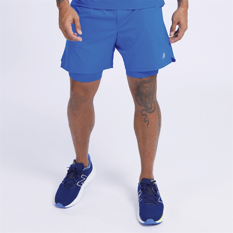 New Balance Mens Accelerate Lined 7 Inch Shorts Blue Oasis