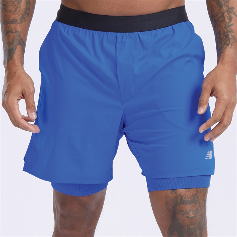 New Balance Mens Accelerate Lined 7 Inch Shorts Blue Oasis