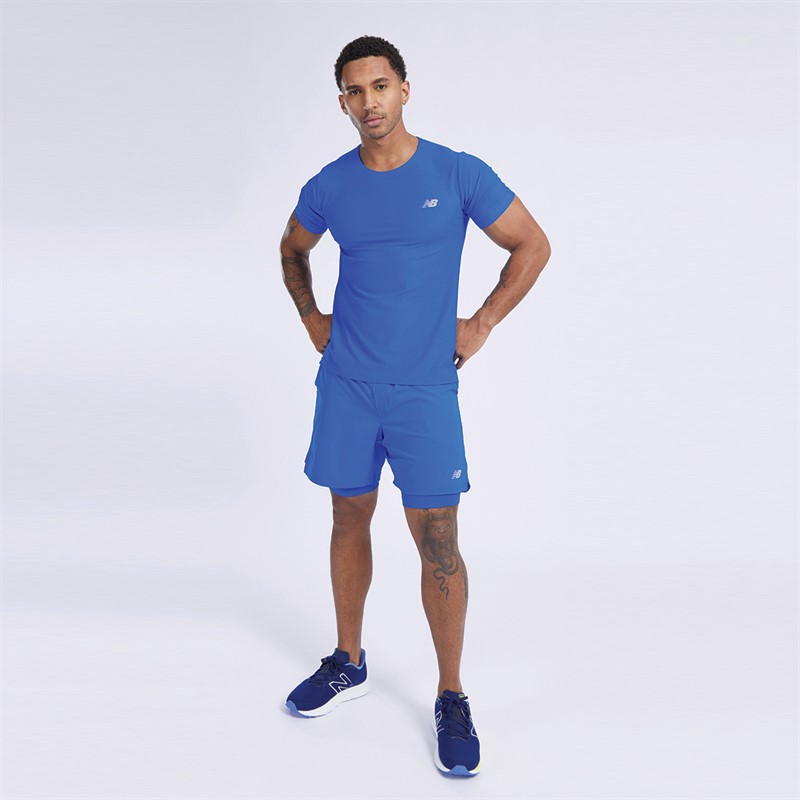 New Balance Mens Accelerate Lined 7 Inch Shorts Blue Oasis