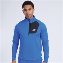 New Balance Mens NB Heat Grid Half Zip Running Top Blue Oasis