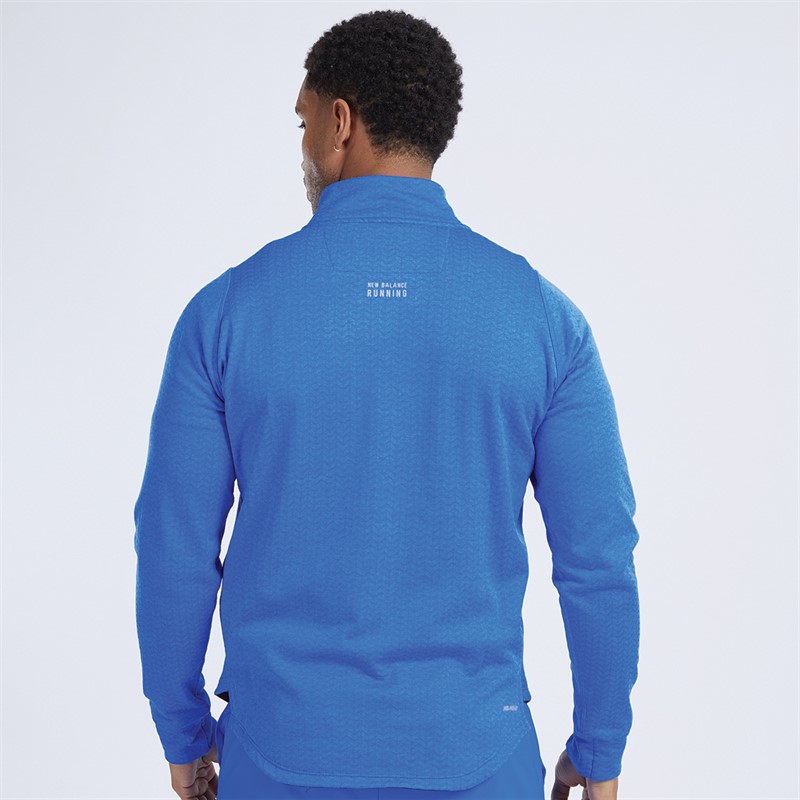 New Balance Mens NB Heat Grid Half Zip Running Top Blue Oasis