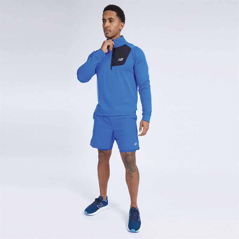 New Balance Mens NB Heat Grid Half Zip Running Top Blue Oasis