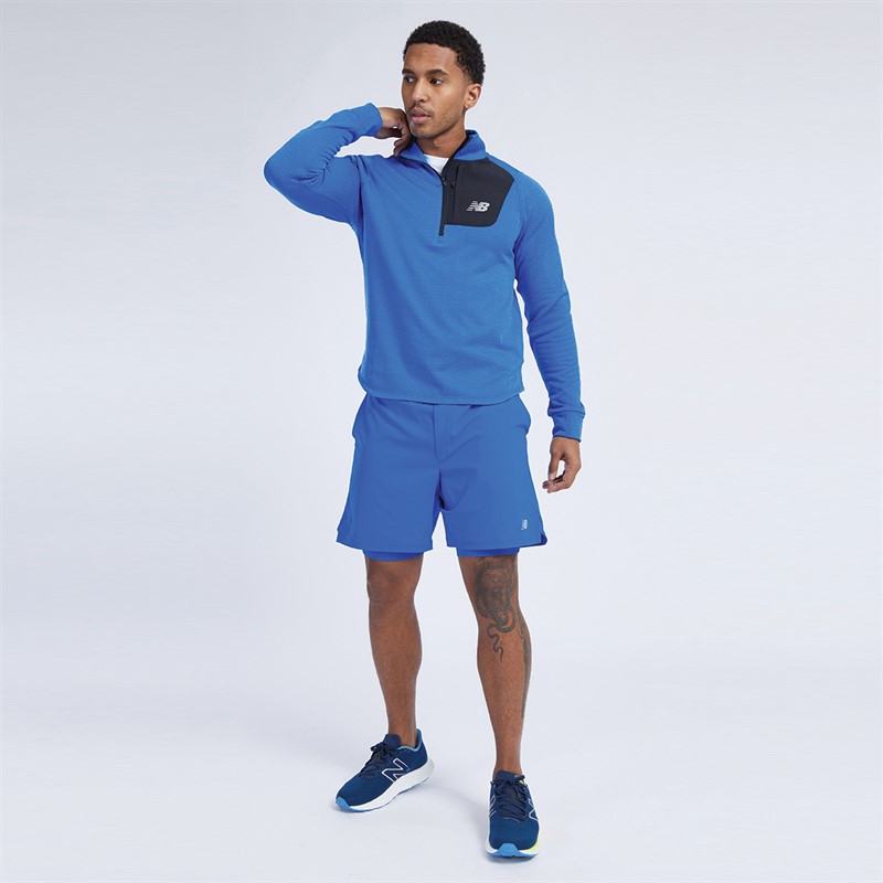 New Balance Mens NB Heat Grid Half Zip Running Top Blue Oasis