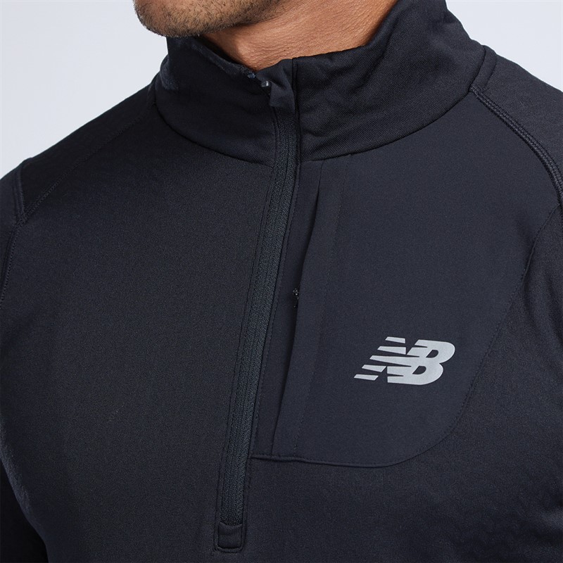 New Balance Mens Heat Grid Half Zip Running Top Black