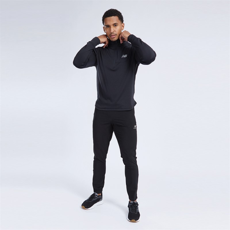 New Balance Mens Heat Grid Half Zip Running Top Black