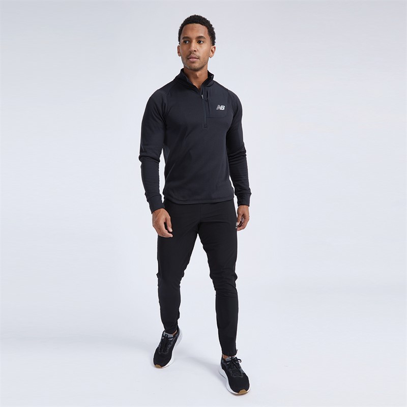 New Balance Mens Heat Grid Half Zip Running Top Black