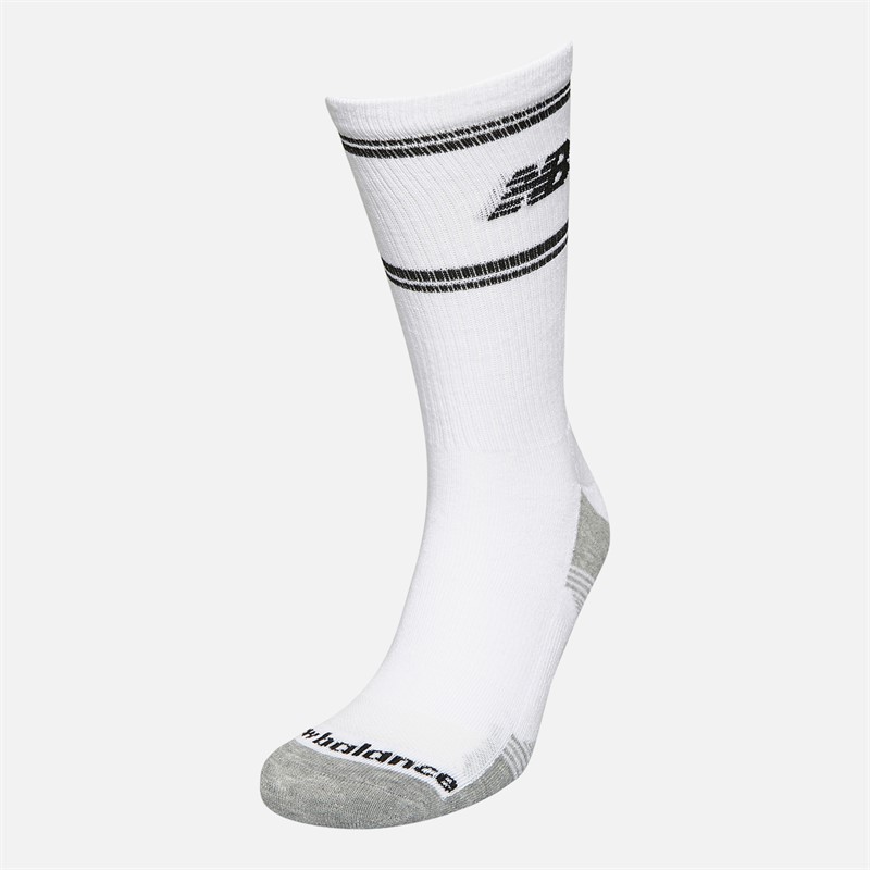 New Balance In Stripe Logo Three Pack Crew Socks White/Black