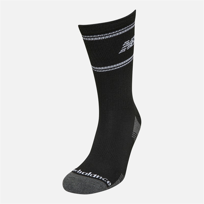 New Balance In Stripe Logo Three Pack Crew Socks Black/White