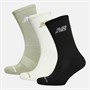 New Balance Flying Logo Three Pack Crew Socks Olvine/Sea Salt/Black