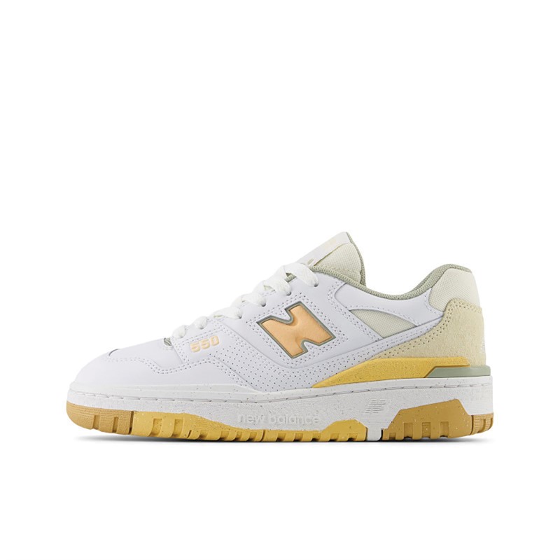 New Balance Junior Girls 550 Trainers White Peach Blossom
