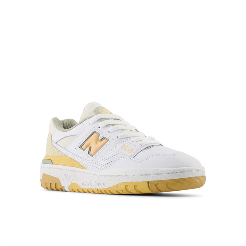 New Balance Junior Girls 550 Trainers White Peach Blossom