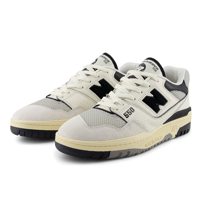 New Balance Mens 550 Trainers Sea Salt/Pack Black