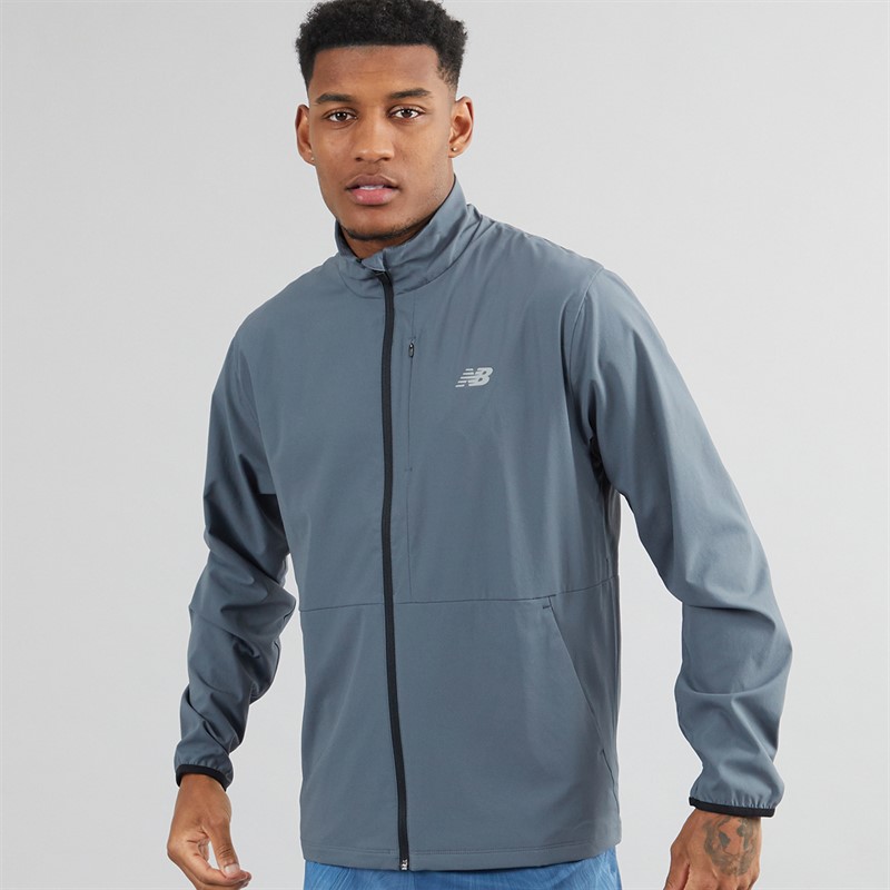 New Balance Mens Stretch Woven Full Zip Training Jacket Graphite