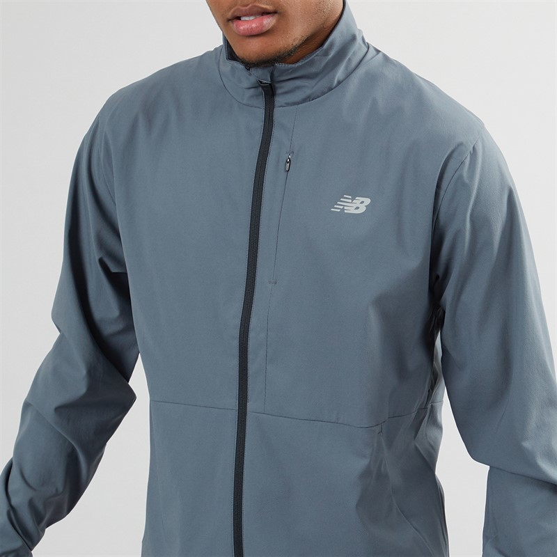 New Balance Mens Stretch Woven Full Zip Training Jacket Graphite