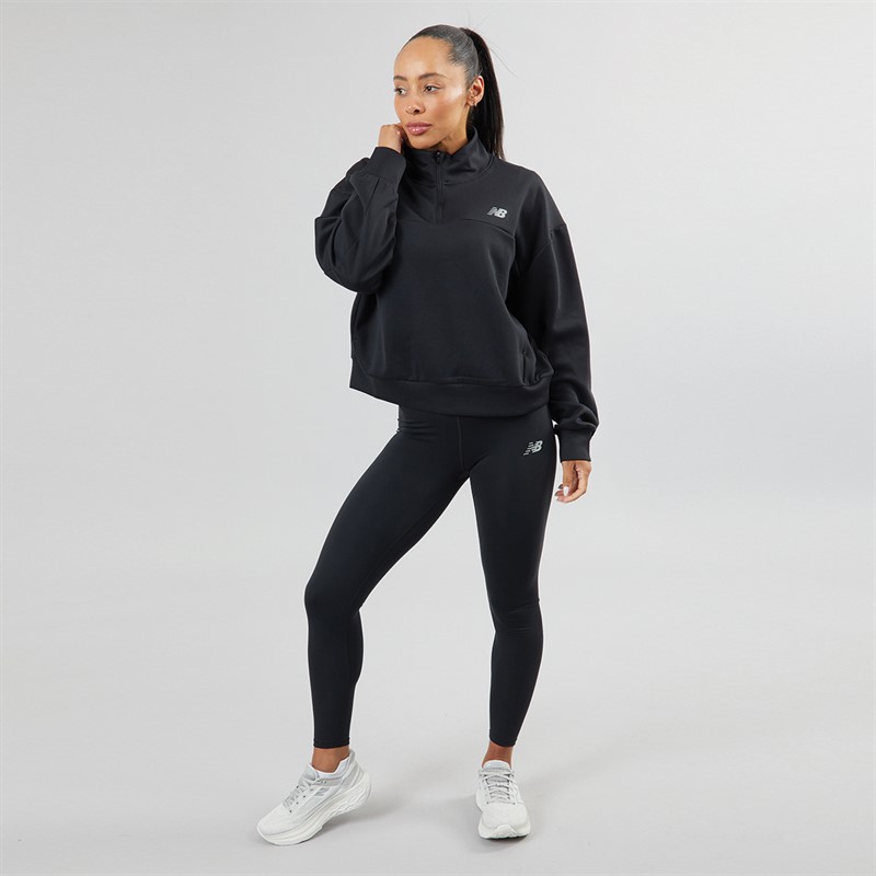 New Balance Womens Tech Knit NBDry Oversized 1/4 Zip Sweatshirt Black