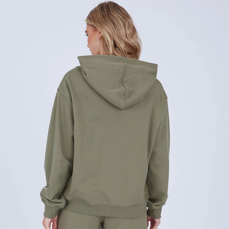 New Balance Womens Athletics French Terry Hoodie Dark Olivine