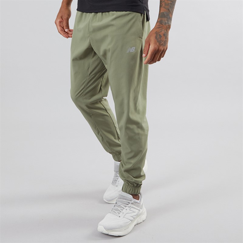 New Balance Mens Sport Essentials NBDry Woven Joggers Dark Olivine