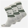 New Balance Three Pack Logo Stripe Crew Socks White