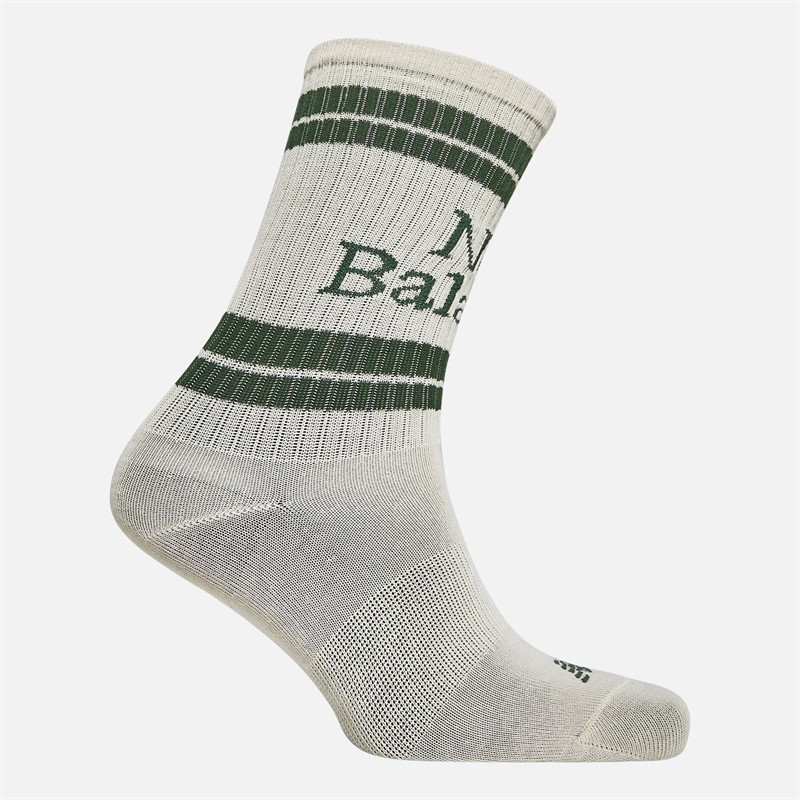 New Balance Three Pack Logo Stripe Crew Socks White