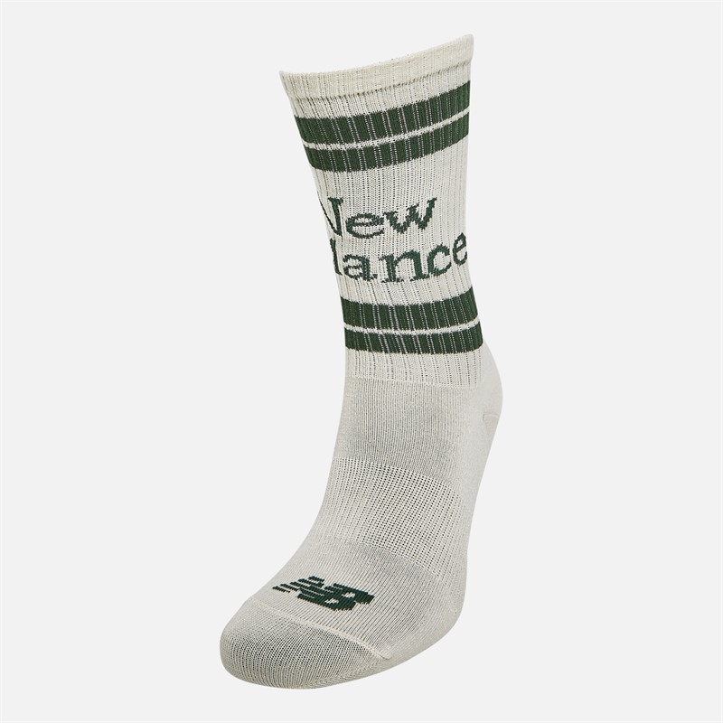 New Balance Three Pack Logo Stripe Crew Socks White