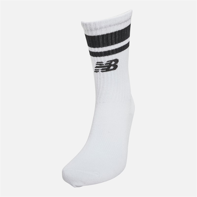 New Balance Three Pack Everyday Stripe Crew Socks White/Black