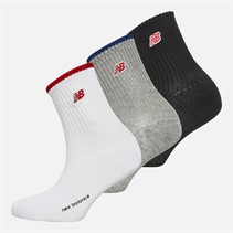 New Balance Junior Three Pack Logo Crew Socks White/Black/Grey