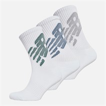 New Balance Three Pack Flying Logo Crew Socks White