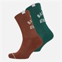 New Balance Two Pack Lifestyle Crew Socks Brown/Green
