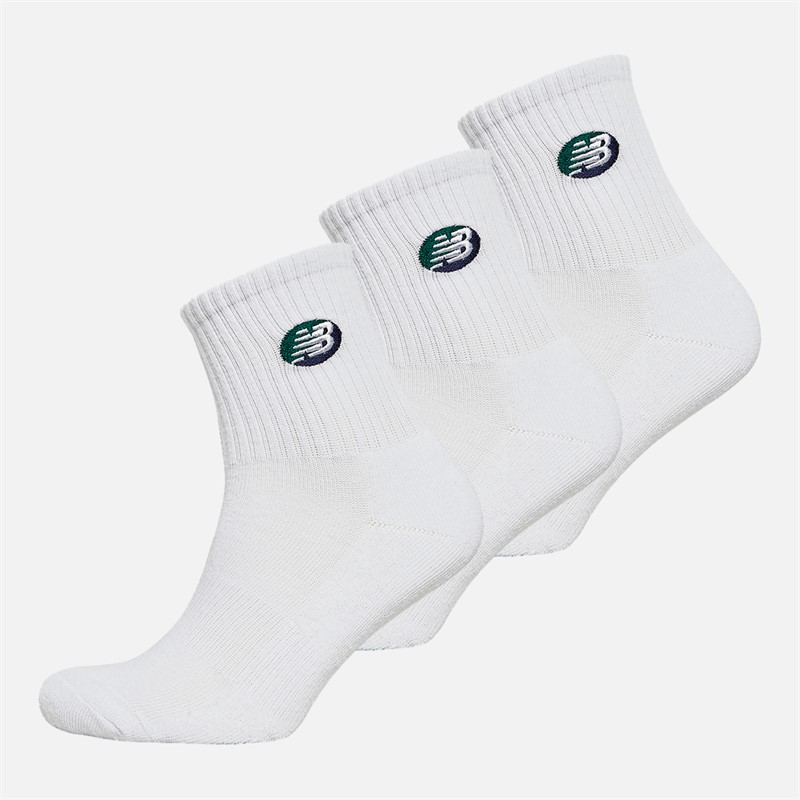 New Balance Three Pack Logo Quarter Socks White