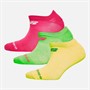 New Balance Womens Three Pack Logo No Show Socks Pink/Green/Yellow