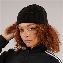 New Balance Womens Cable Knit Beanie Black