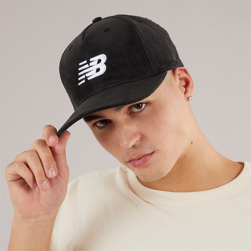 New Balance Mens Five Panel Corduroy Cap Black