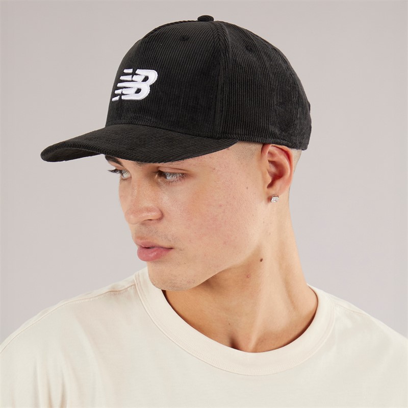 New Balance Mens Five Panel Corduroy Cap Black