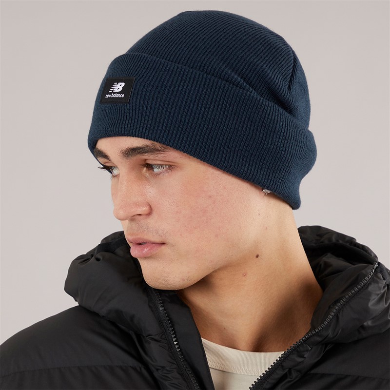 New Balance Mens NB Logo Knitted Beanie Nb Navy