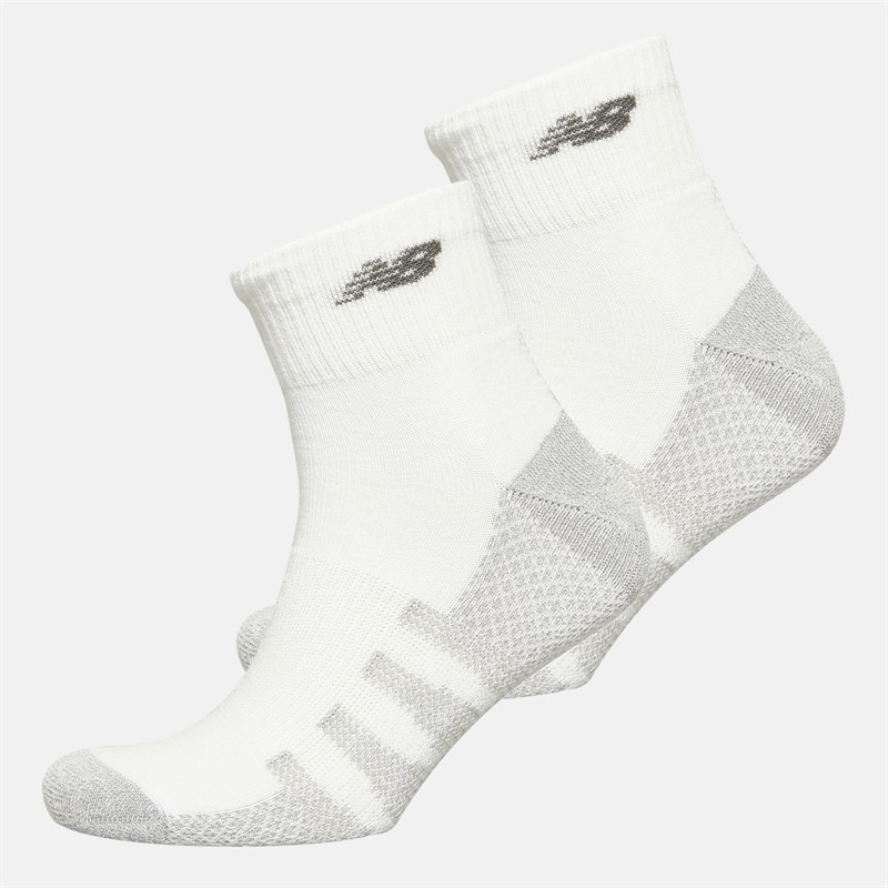 New Balance Performance Cushioned Two Pack Quarter Socks White - Size M