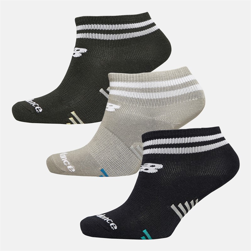 New Balance Boys Striped Three Pack Quarter Socks Multi - Size S