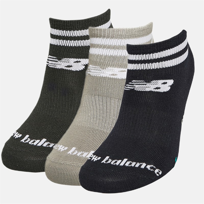 New Balance Kids Striped Three Pack Quarter Socks Multi