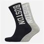 New Balance Boston Logo Two Pack Crew Socks Black/Grey